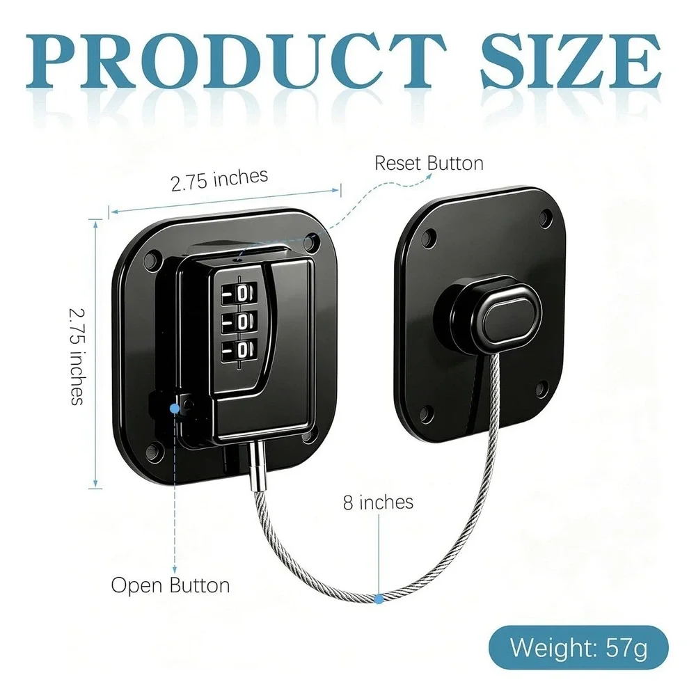 4PK Refrigerator Lock Child Safety Combination Cable Lock for Fridge & Freezer